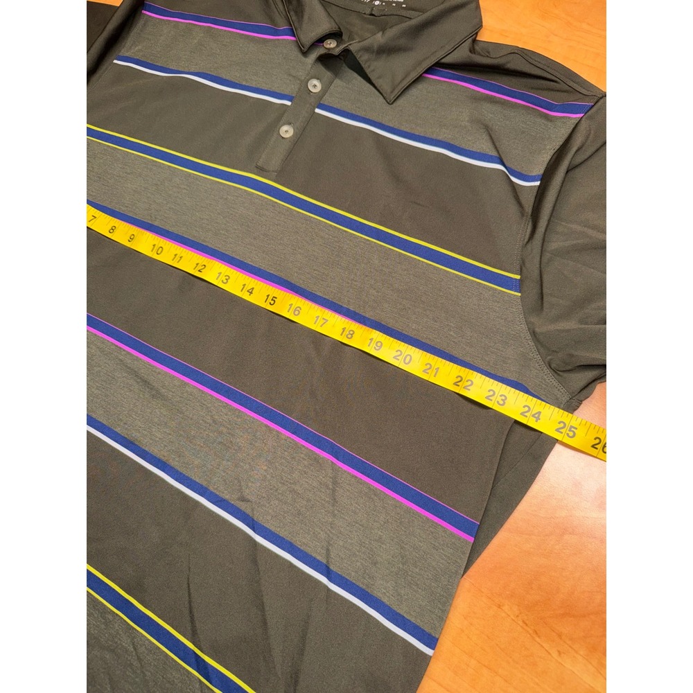 Nike Golf Dri-FIT Polo Shirt XL Mens Gray Striped Short Sleeve Performance Top - Picture 6 of 7